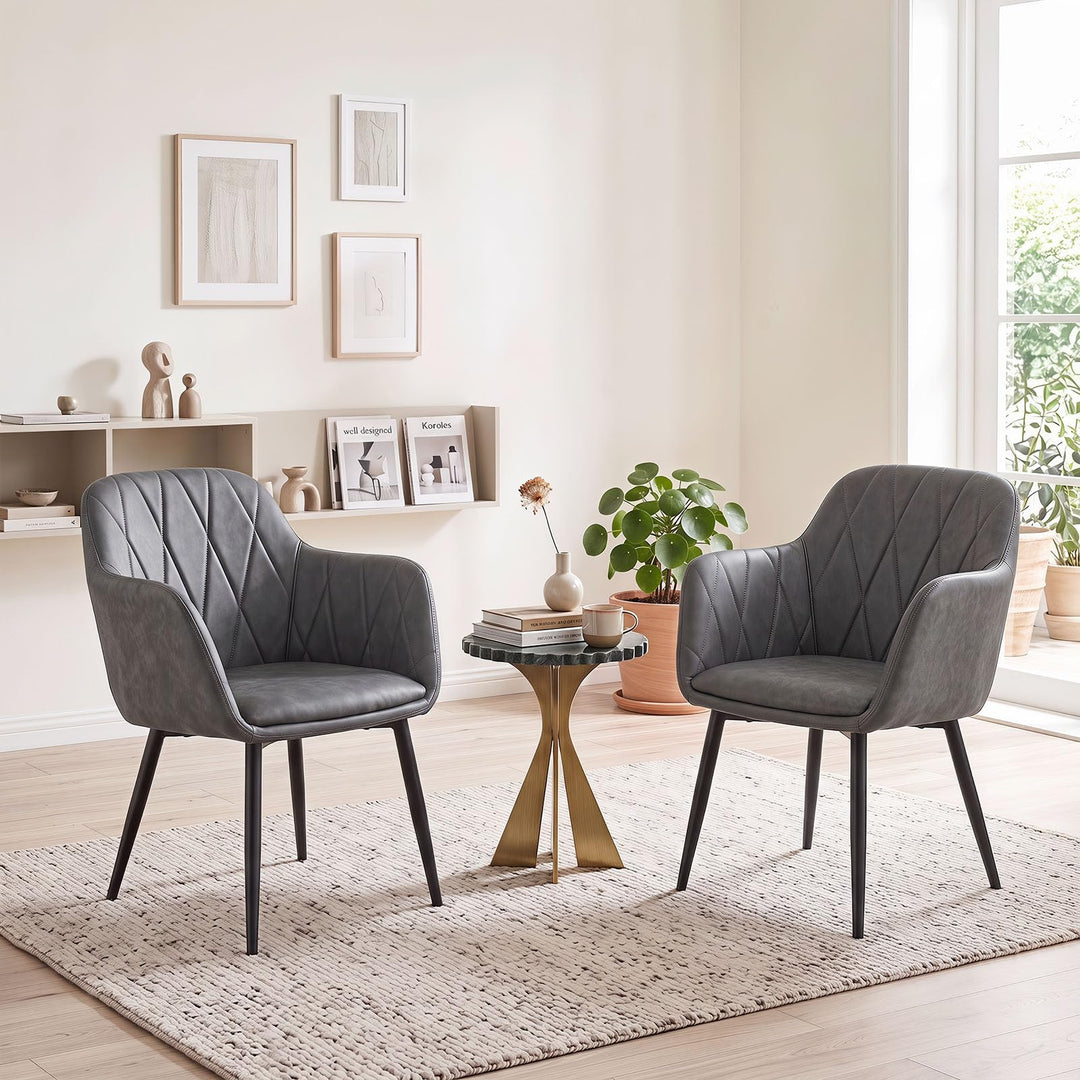 Giantex Dining Chairs Set with Curved Back &amp; Wide Seat