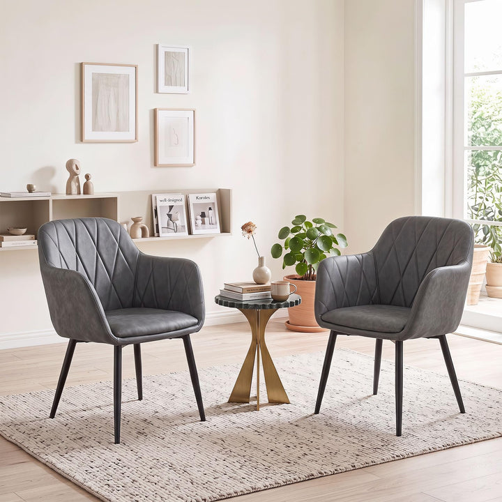 Giantex Dining Chairs Set with Curved Back &amp; Wide Seat
