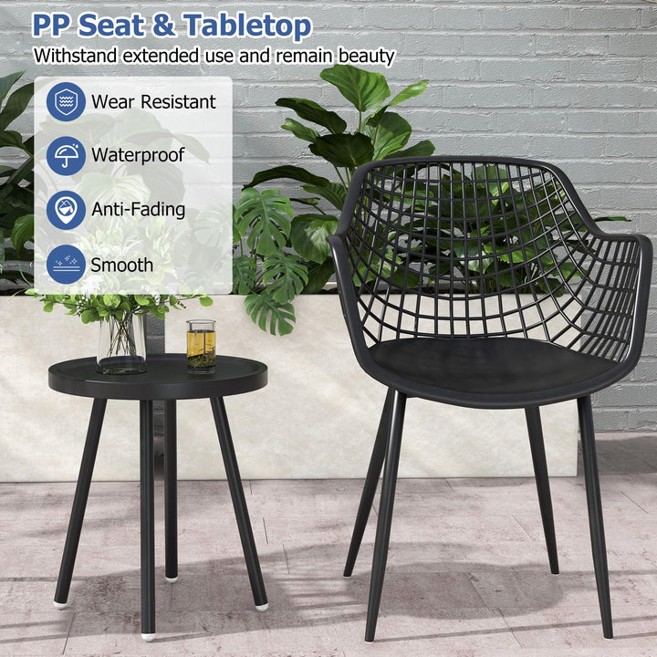 Giantex 3 Piece Patio Furniture Set, Outdoor Bistro Table and Chairs Set of 2, PP Seat &amp; Metal Legs