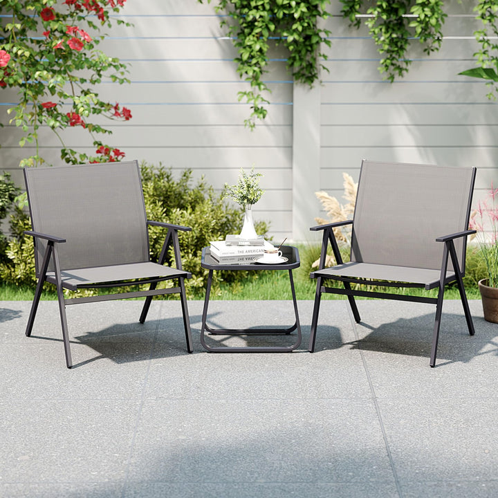 Giantex All Weather Outdoor Dining Chairs w/Sturdy Metal Frame &amp; Breathable Seat Back