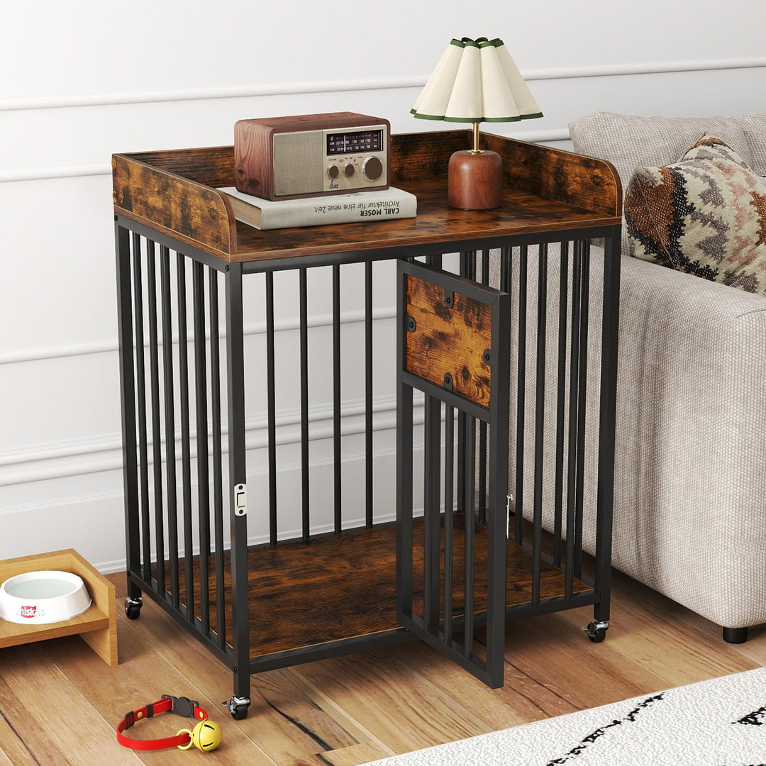 Giantex Dog Crate Furniture with Lockable Door &amp; Wheels
