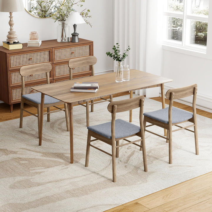 Giantex Fabric Upholstered Kitchen Chairs with Rubber Wood Frame and Padded Curved Seat