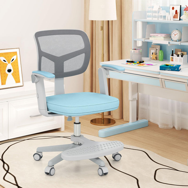 Kids Desk Chair, Ergonomic Adjustable Student Rolling Chair with Footrest &amp; Flip-up Armrest