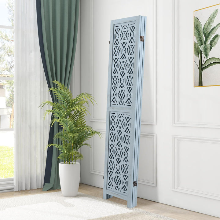 Giantex Room Divider 4/6 Panels - Boho Room Dividers with Carved Cutout Pattern &amp; Solid Wood Frame, Fully Assembled
