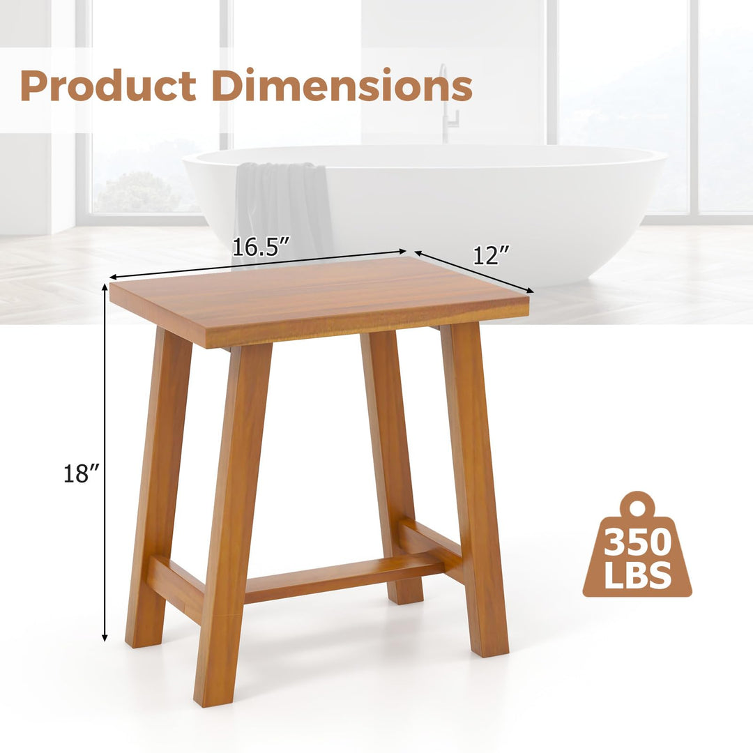 Giantex Teak Shower Bench, Waterproof Shower Stool for Shaving Legs &amp; Spa Bath, Smooth Seat