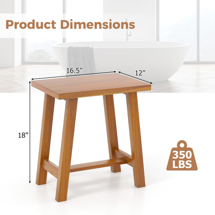 Giantex Teak Shower Bench, Waterproof Shower Stool for Shaving Legs &amp; Spa Bath, Smooth Seat