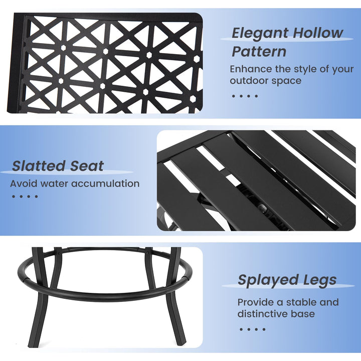 Giantex Outdoor Bar Stools, Metal Patio Bar Chairs with Cushion &amp; Lumbar Pillow