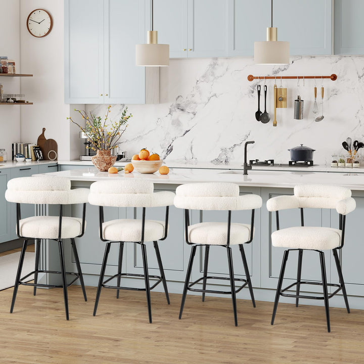 Giantex Swivel Bar Stool Set of 2/4 Counter Height Chairs with Curved Back and Arms