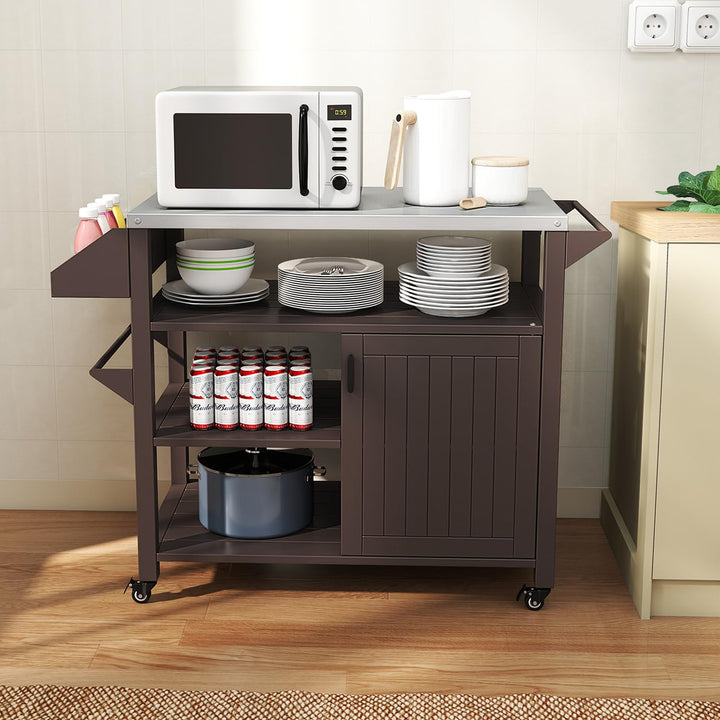 Giantex Outdoor Grill Cart with Storage Cabinet &amp; Shelves Patio Kitchen Island Table