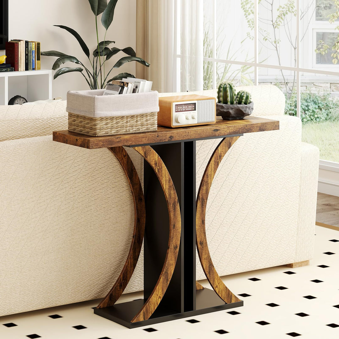 Giantex 40" Narrow Console Table | T-Shaped Entryway Table with Open Storage Shelve