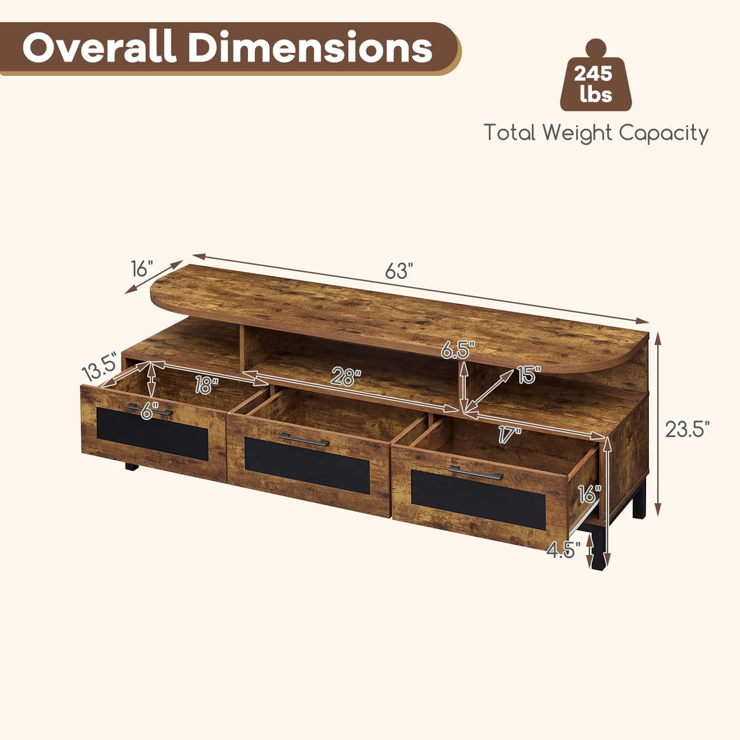 Giantex TV Stand for TVs up to 75" Entertainment Center with 3 Storage Drawers and Open Shelves