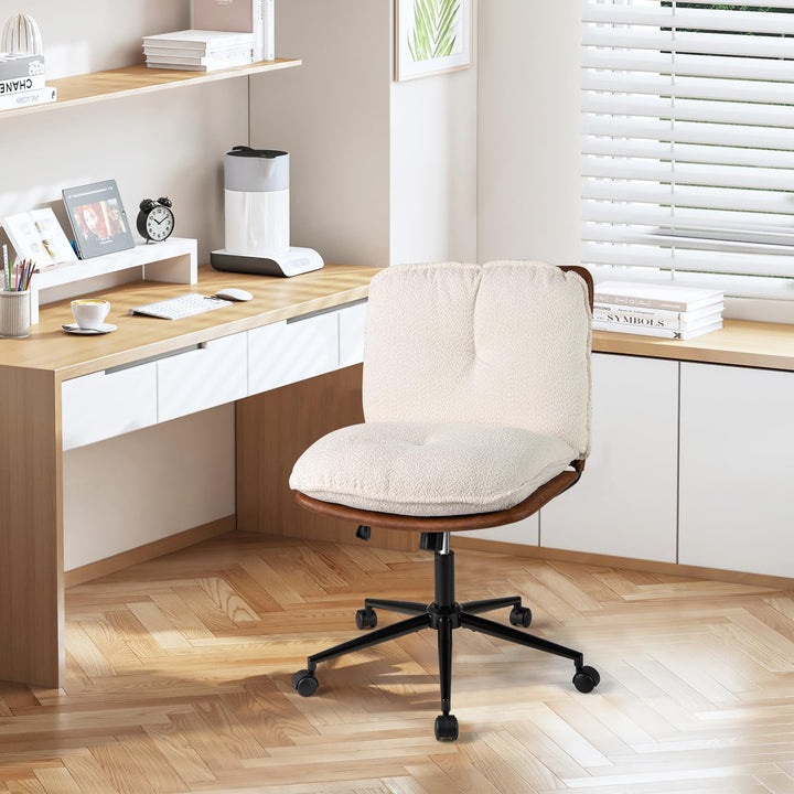 Giantex Faux Fur Desk Chair with Rocking Backrest &amp; Thick Padded Cushion