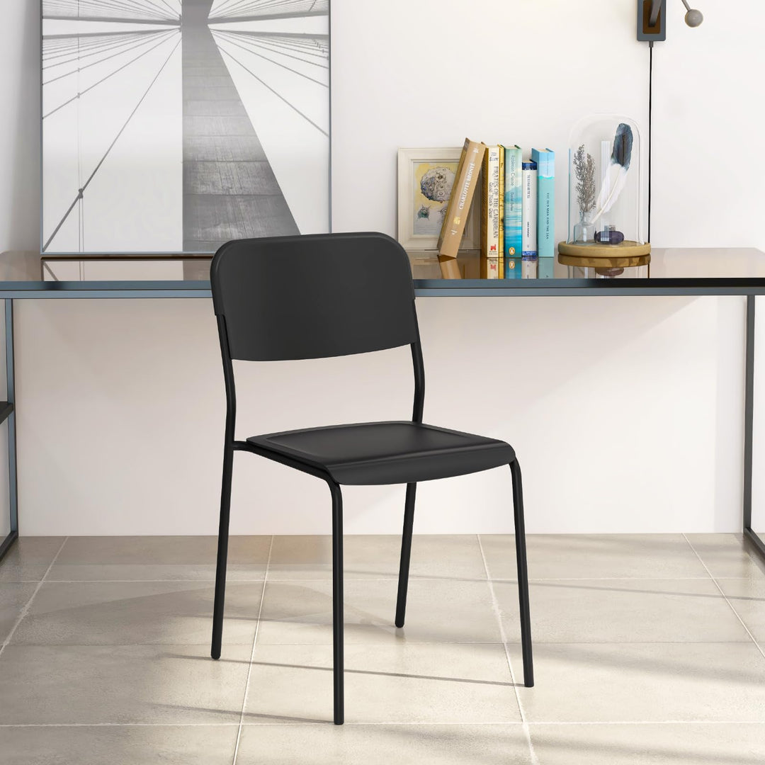 Giantex Metal Dining Chairs Set of 4, Stackable Lightweight Kitchen Chairs w/Tilted Backrest &amp; Sturdy Metal Legs