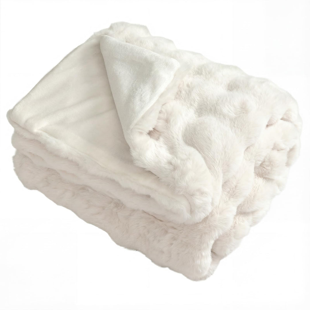 Giantex Luxury Fuzzy Plush Rabbit Fur Bubble Blanket for Armchair
