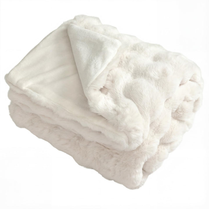 Giantex Luxury Fuzzy Plush Rabbit Fur Bubble Blanket for Armchair
