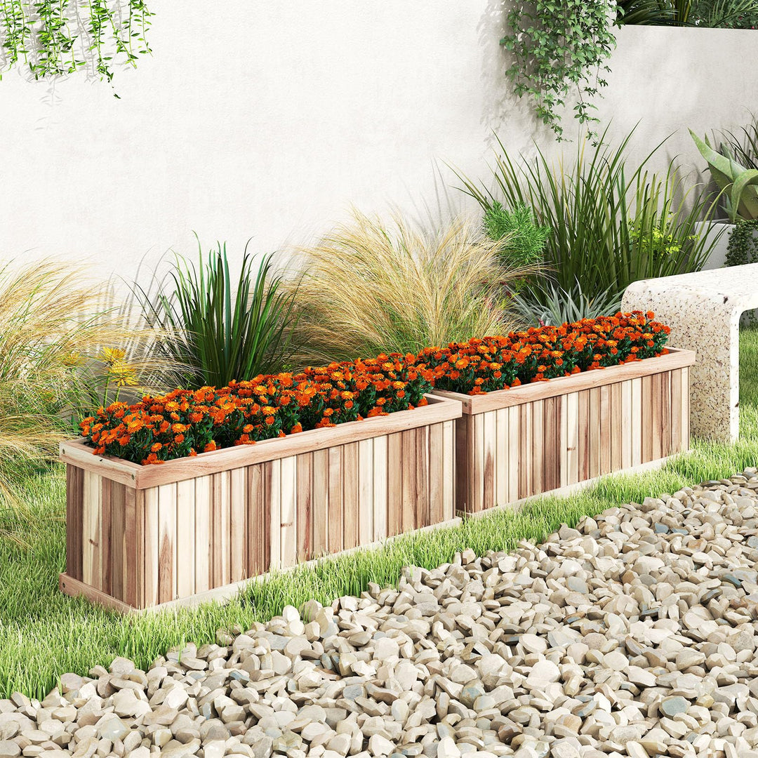 Giantex Rectangular Acacia Wood Raised Garden Bed w/Drainage Gaps
