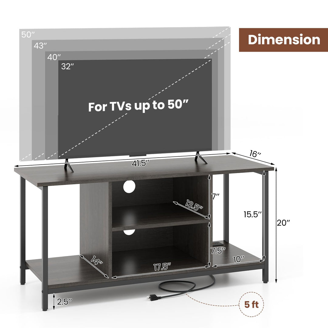 Giantex TV Stand for TV Up to 50” TVs, Entertainment Center with Charging Station, USB &amp; Type C Ports