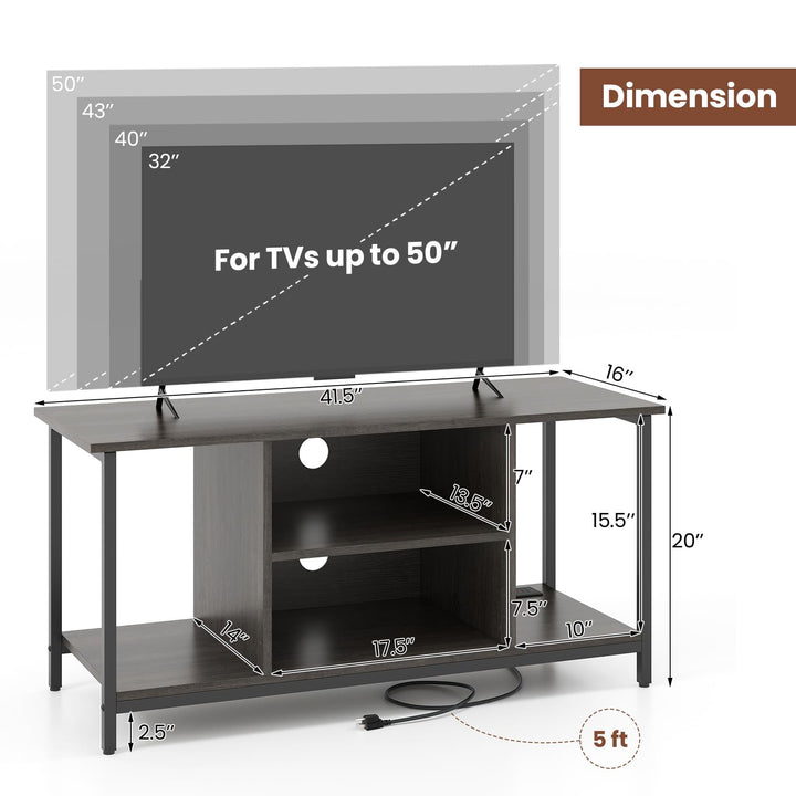 Giantex TV Stand for TV Up to 50” TVs, Entertainment Center with Charging Station, USB &amp; Type C Ports