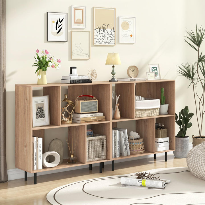 Giantex 3-Tier Bookcase, Modern Cube Bookshelf with 4 Compartments &amp; Metal Legs, Minimalist Freestanding Storage Organizer