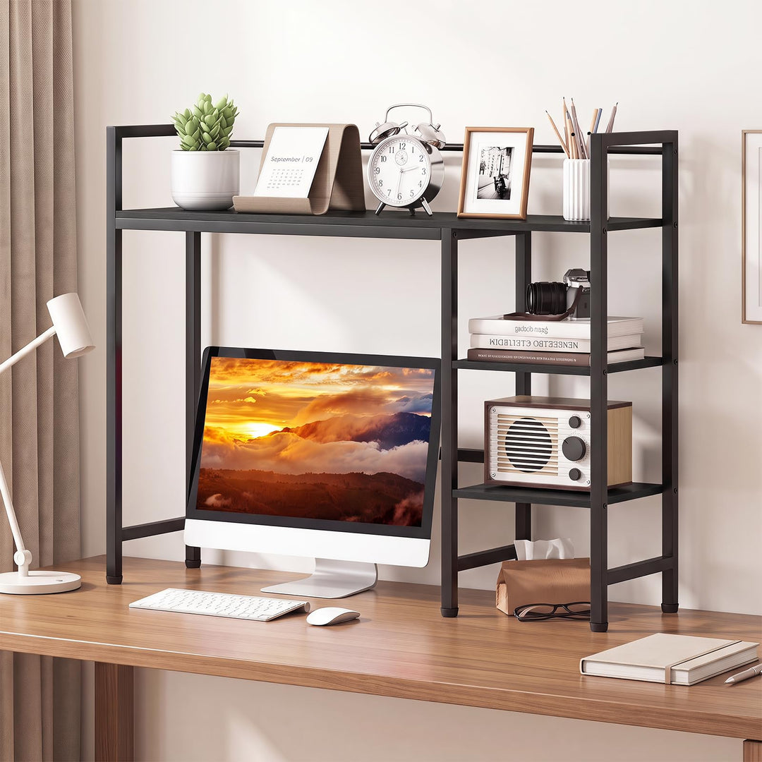 GIANTEX 4-Tier Desktop Bookshelf | 38.5" Dorm Desk Hutch for 27" Monitor