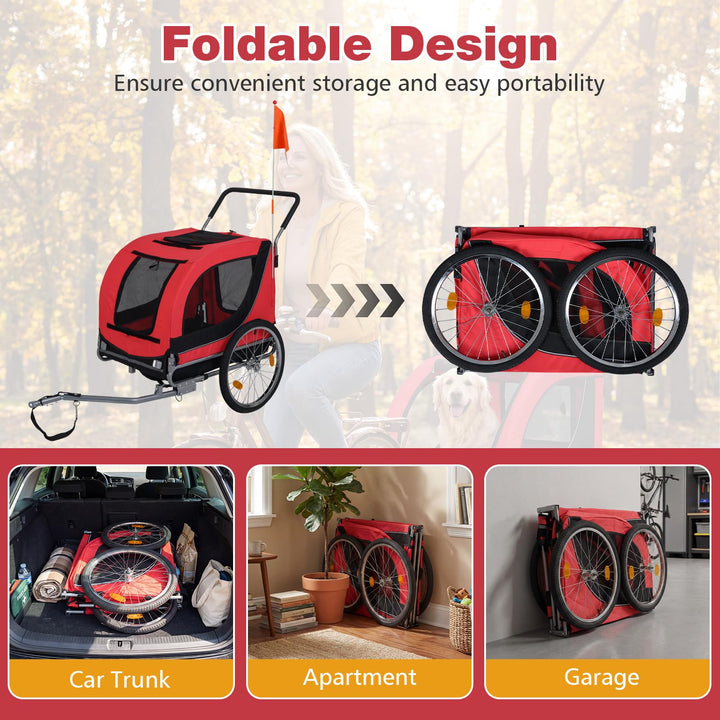 Giantex 2-in-1 Dog Bike Trailer &amp; Pet Stroller for Large Dogs PVC Rain Cover 176 lbs Capacity