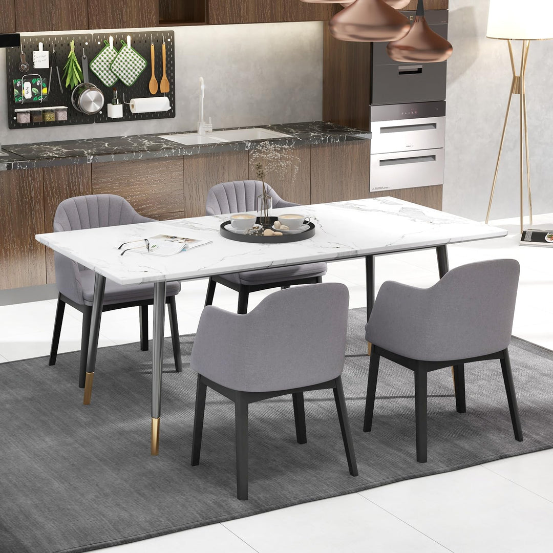 Giantex Modern Dining Chairs, Upholstered Velvet Accent Chairs w/Curved Backrests &amp; Rubber Wood Legs