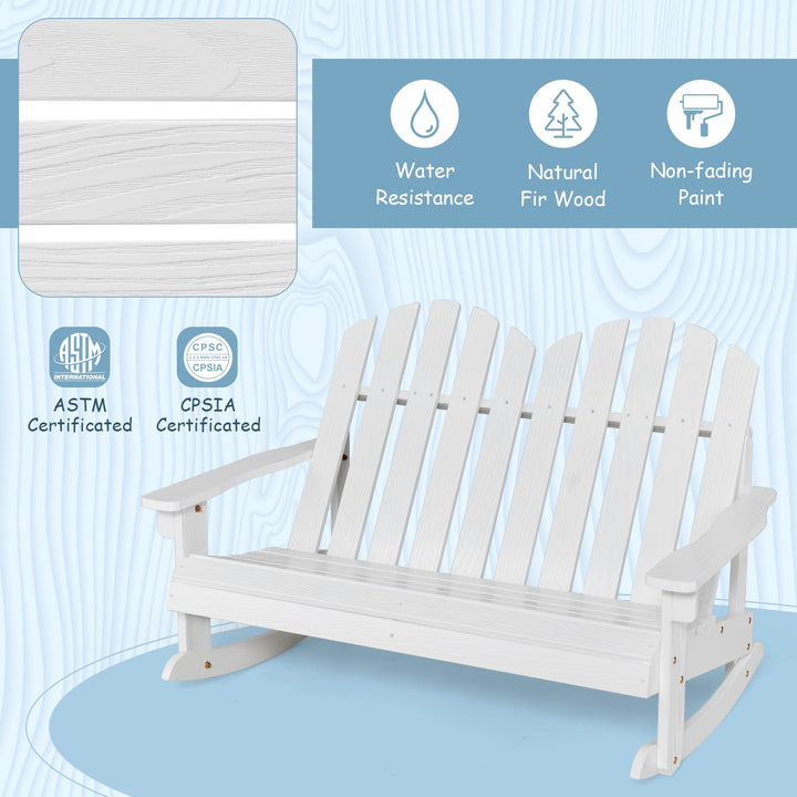 Giantex 2-Person Adirondack Rocking Chair - Kids Outdoor Rocking Bench with Slatted Seat, High Backrest