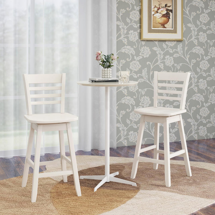 Giantex Wood Bar Stools, Swivel Counter Height Bar Stools with Slatted Hollow Back &amp; Ergonomic Contoured Seat
