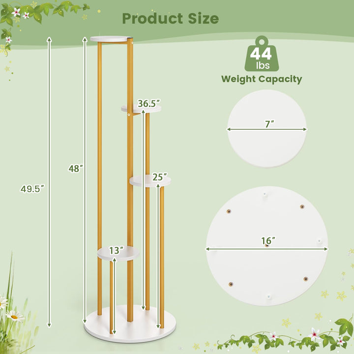 Giantex 4 Tier Plant Stand Indoor, Tall Plant Shelf with Marble Texture for Multiple Potted Plants, Tiered Metal Plant Holder Flower Display Rack for Living Room Balcony Porch