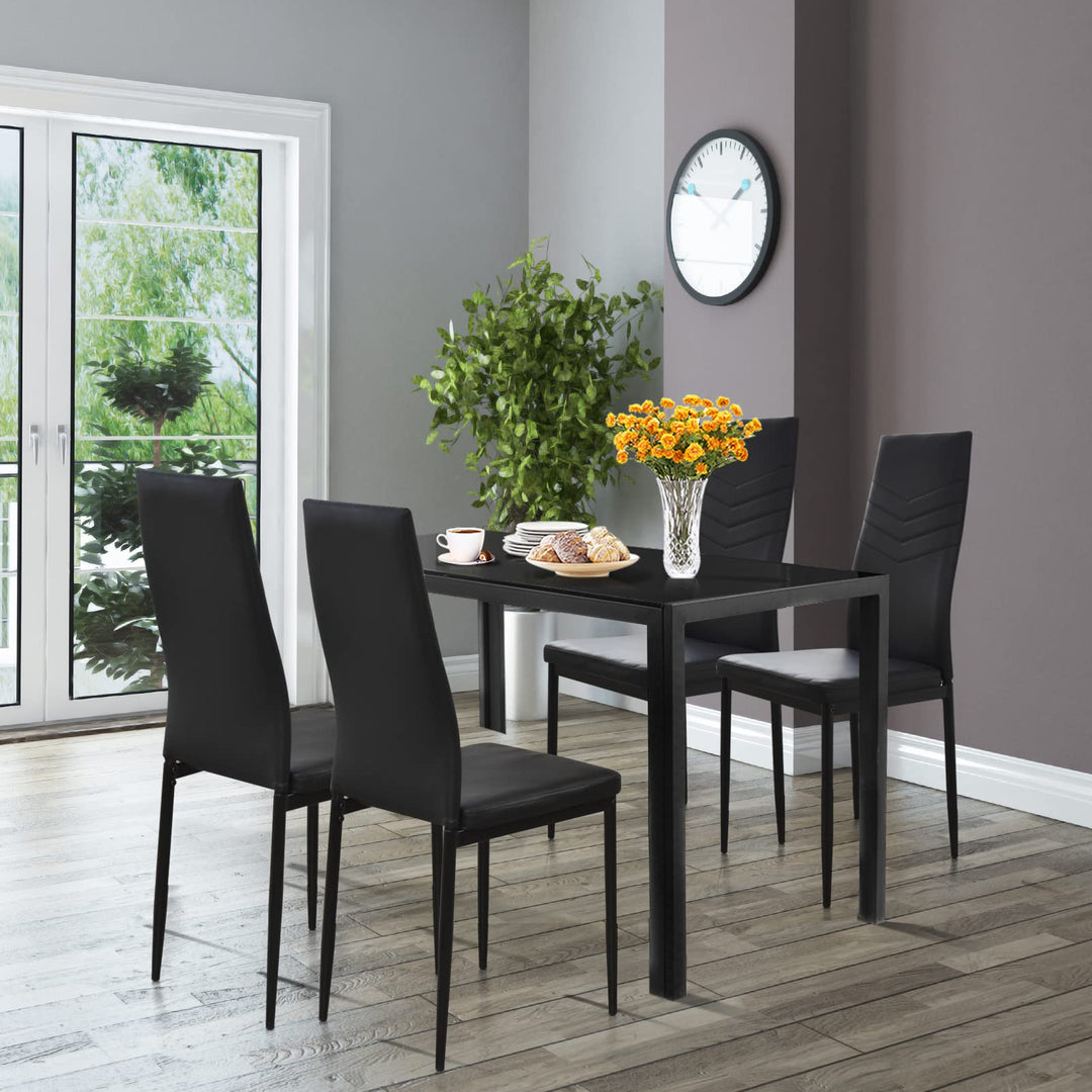 4 Dining Chairs, High Back Dining Side Chairs w/PVC Leather &amp; Non-Slip Feet Pads