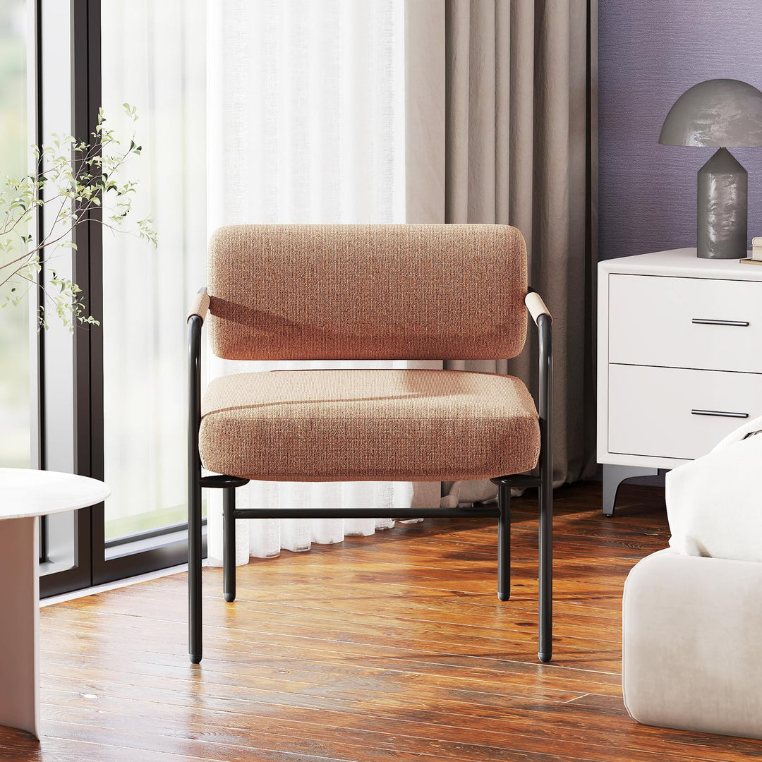 Giantex Velvet Upholstered Living Room Chair with Thickened Backrest &amp; Metal Armrests