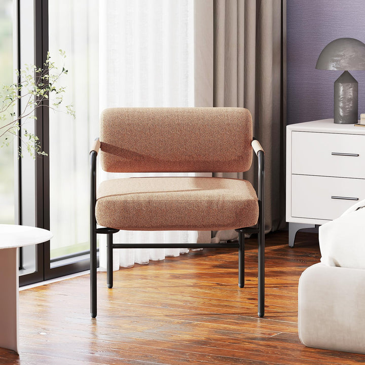 Giantex Velvet Upholstered Living Room Chair with Thickened Backrest &amp; Metal Armrests