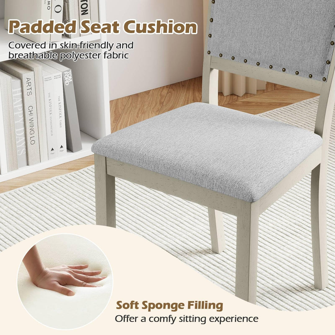 Giantex Dining Chairs Set of 2/4 Fabric Upholstered Kitchen Chairs w/Padded Seat &amp; Back Cushions