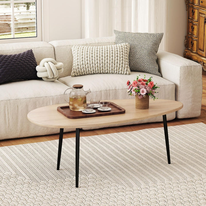 Giantex Oval Mid Century Modern Coffee Table Sturdy Metal Frame and Compact Design