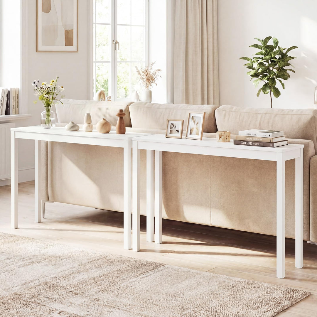 Giantex Wood Console Table | 48" Narrow Entryway Table with Solid Wood Legs &amp; Thickened Top