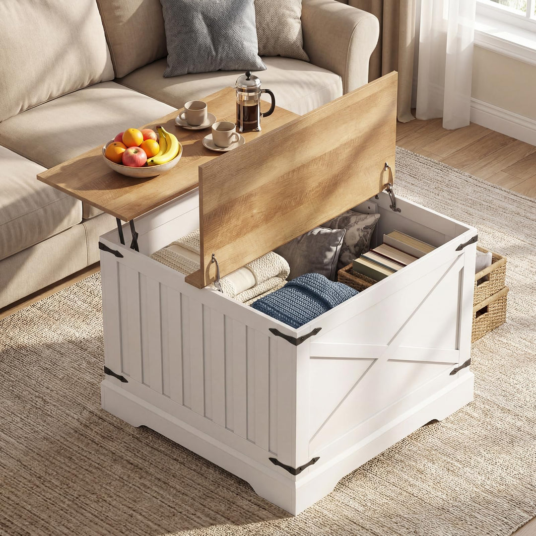 Giantex 31.5" Square Wood Center Table with Large Hidden Storage Compartment &amp; Hinged Lift Top