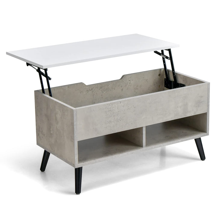 Giantex Lift Top Coffee Table, Modern Cocktail Table w/Hidden Compartment &amp; 2 Open Shelves