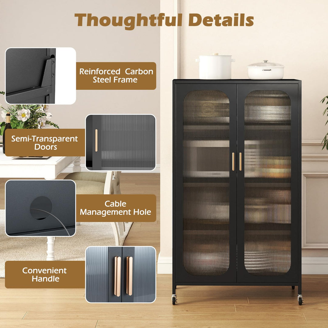 Giantex 2-Door Metal Storage Cabinet 5-Tier Tall Kitchen Pantry