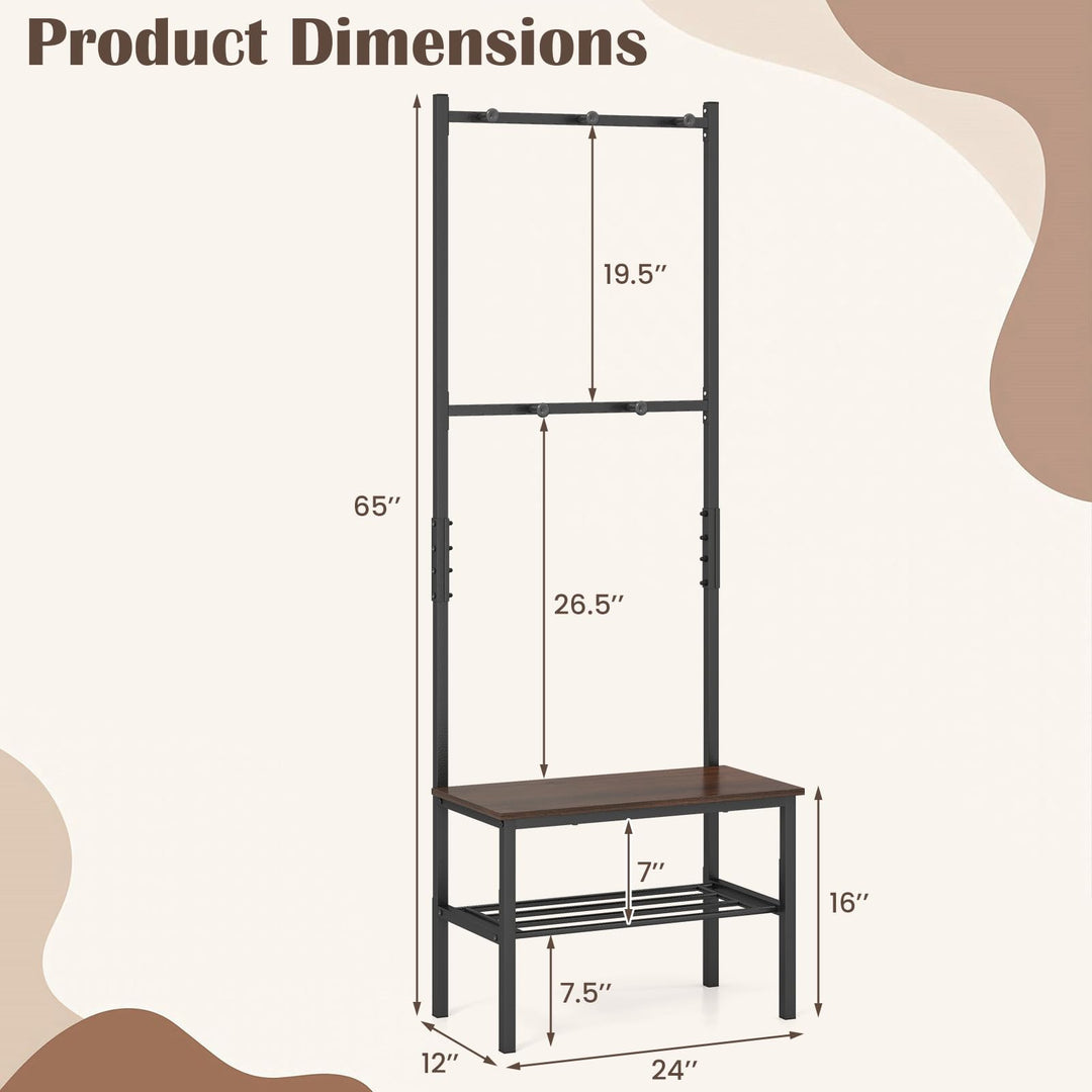 Giantex 3 in 1 Hall Tree with Bench and Shoe Storage