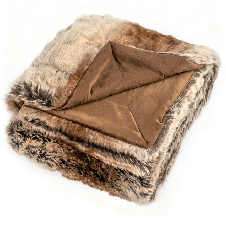 Giantex 760GSM Soft Plush Fuzzy Luxury Faux Raccoon Fur Blanket for Sofa