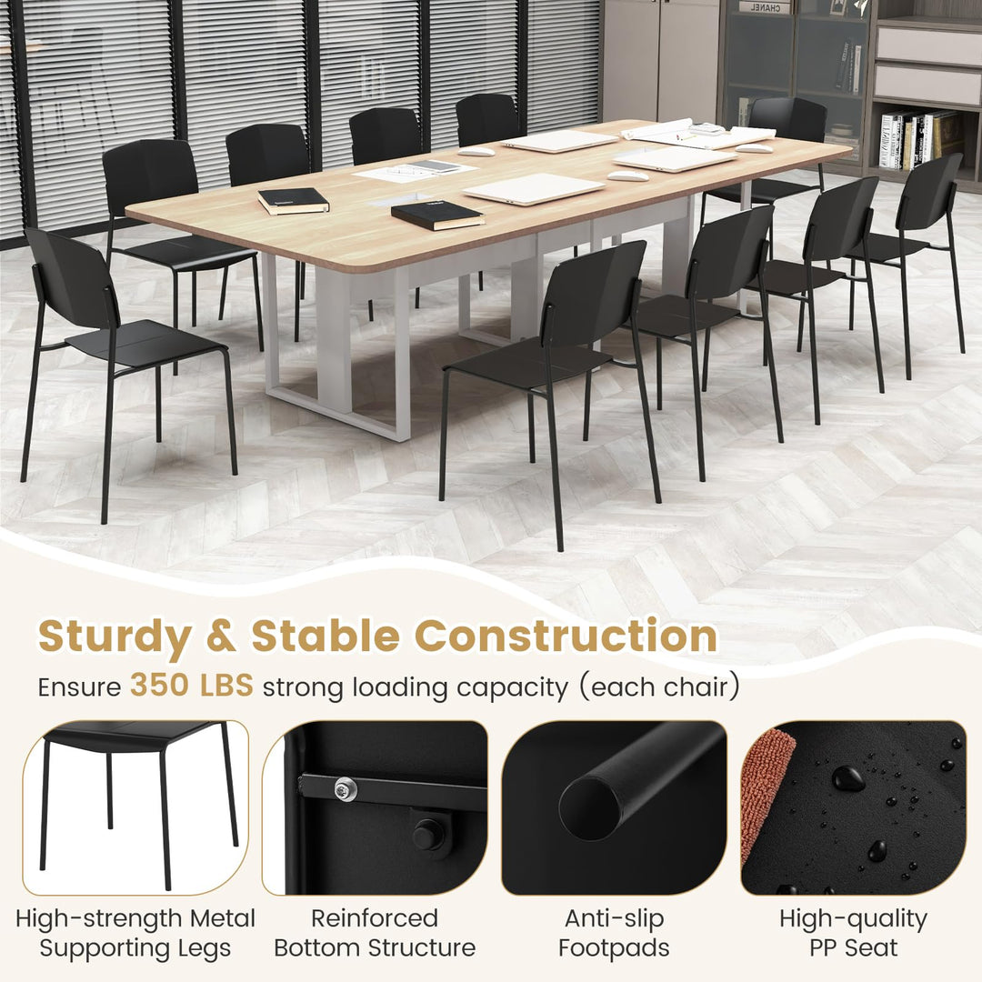 Giantex Stackable Dining Chairs Set, Modern Kitchen Chairs w/Metal Legs &amp; Curved Back, Load up to 350 LBS
