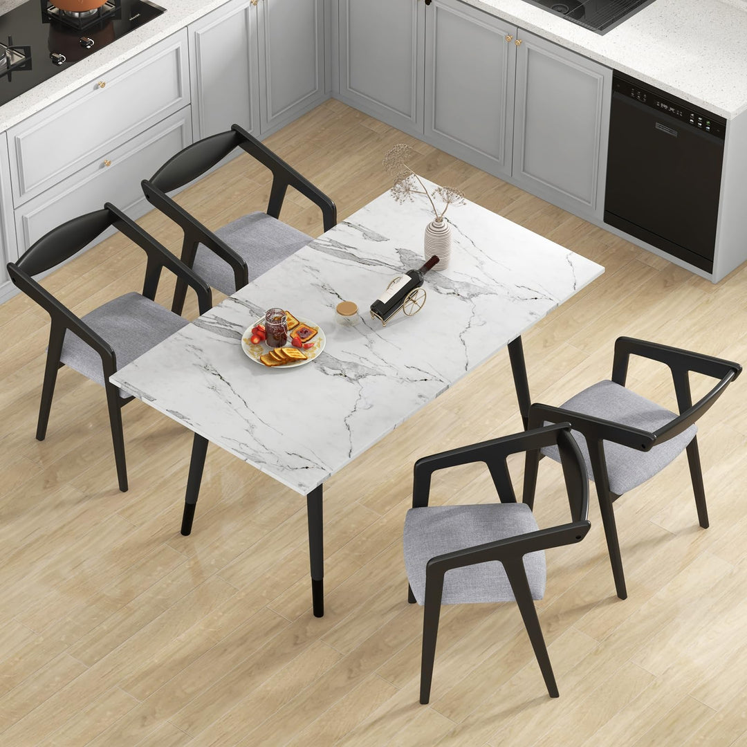 Giantex Wooden Dining Chairs Set, Linen Fabric Upholstered Kitchen Chairs w/Armrests &amp; Padded Cushion