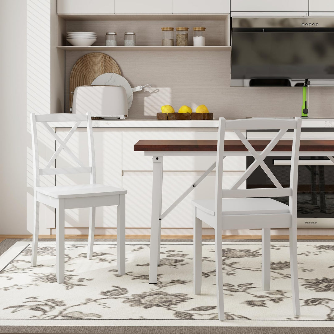 Giantex Wood Dining Chairs, Armless Kitchen Chairs w/Rubber Wood Legs &amp; Curved Backrest