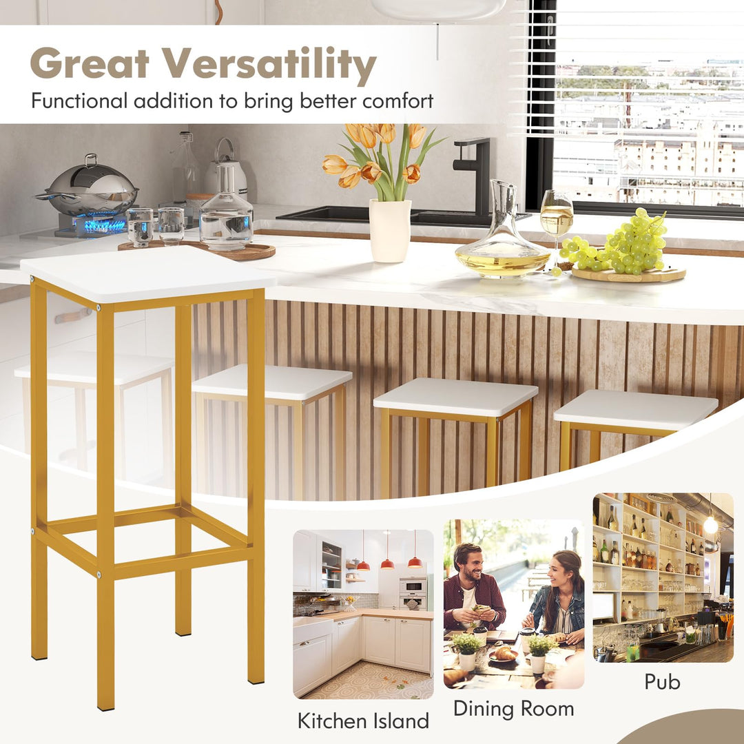 Giantex Bar Stools Set of 4, 26" Backless Barstools with Metal Legs &amp; Footrest, Breakfast Bar Dining Chairs