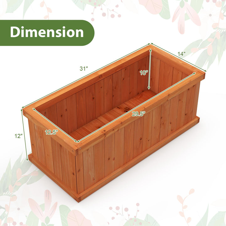 Giantex Raised Garden Bed | 31”x14”x12” Wooden Planter Box with 4 Drainage Holes (1/2)