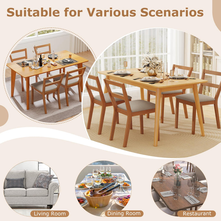 Giantex Wooden Dining Chairs Set of 2/4 Farmhouse Upholstered Kitchen Chairs with Rubber Wood Legs &amp; Fabric Padded Seat