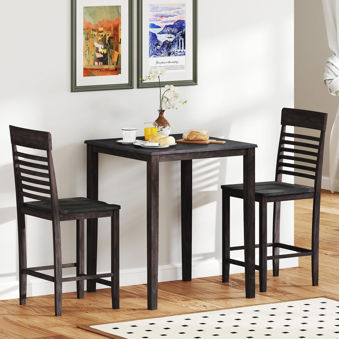 Giantex Counter-Height Square Kitchen Table and 4 Chairs Set with Rubber Wood Frame
