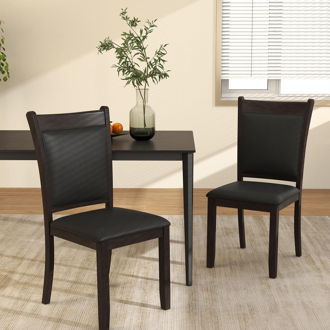 Giantex Wooden Dining Chairs Set, Modern Armless Kitchen Chairs w/Padded Backrest &amp; Seat, Rubber Wood Frame
