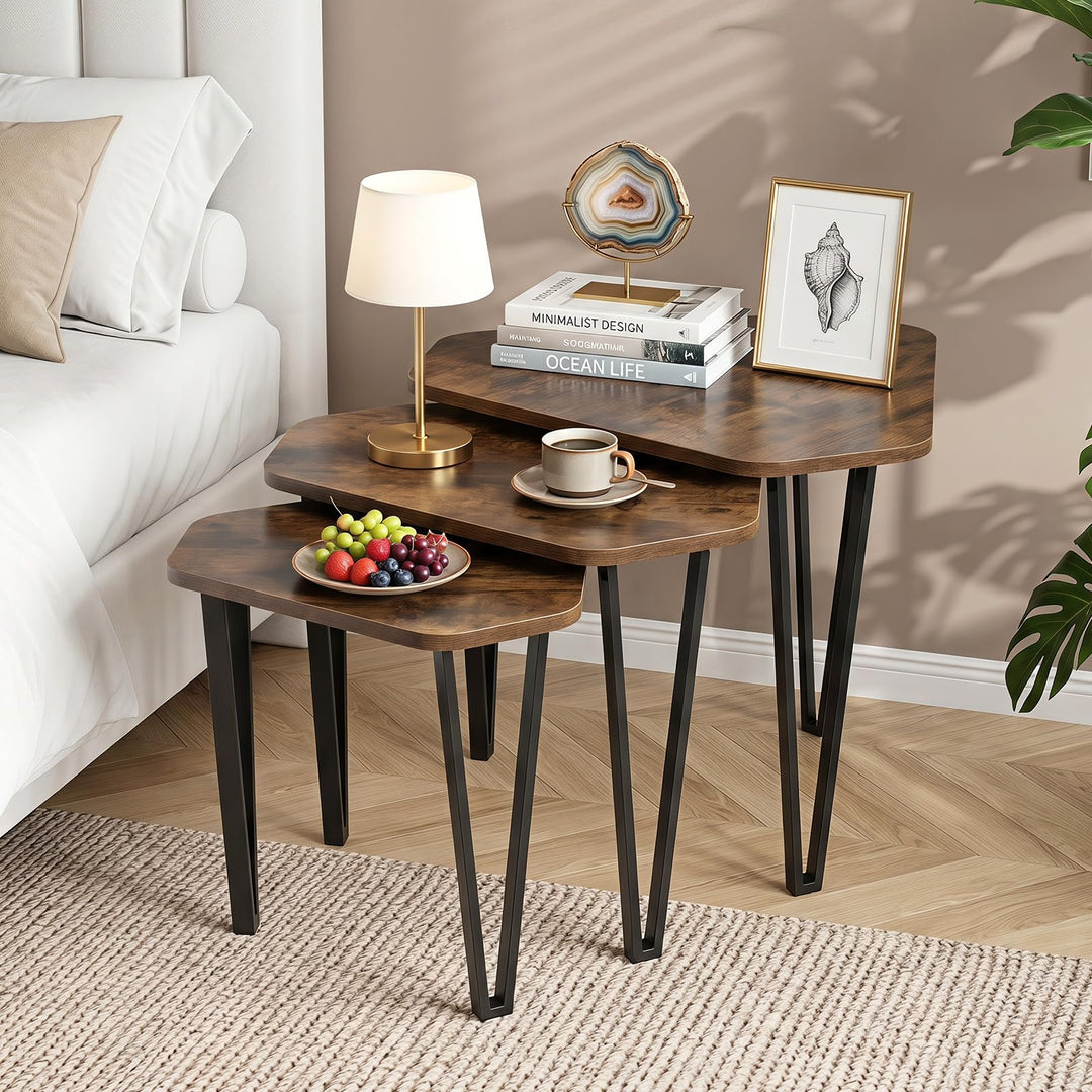 Giantex Nesting Coffee Tables Set of 3 for Living Room &amp; Apartment