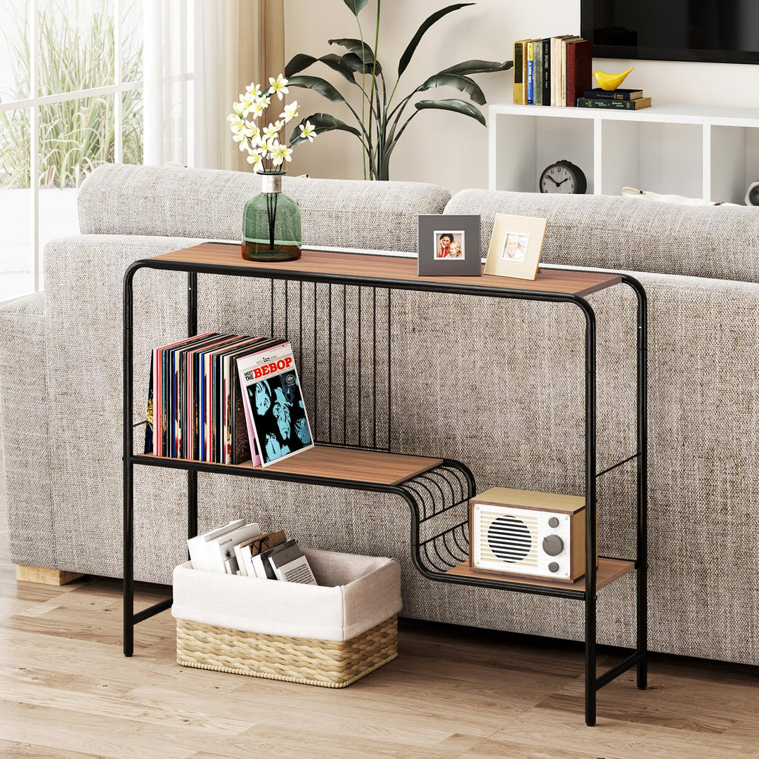 Giantex 2-Tier Console Table, 35.5" Narrow Entryway Table w/Irregular Storage Shelves &amp; Metal Frame